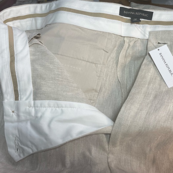 BANANA REPUBLIC 100% Italian Linen Palma Wide-Leg Pants, Cream, Size 14 - Picture 8 of 9